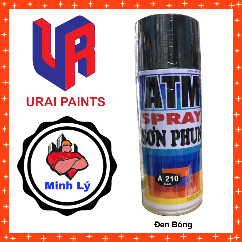 Sơn Phun Đen Bóng A210 Sơn Xịt ATM Spray Cao Cấp (400ml/chai)