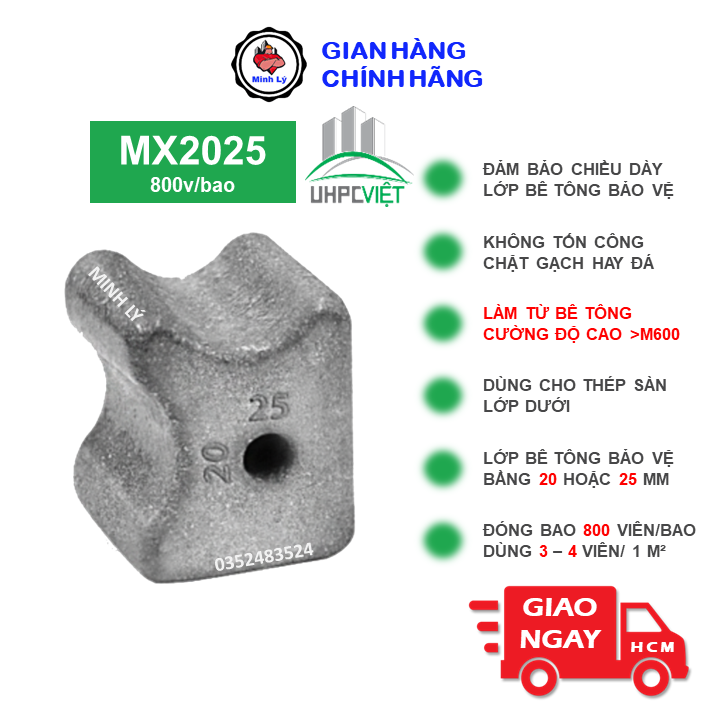 Viên Kê Bê Tông UHPC MX2025 (800v) Cường Độ Cao