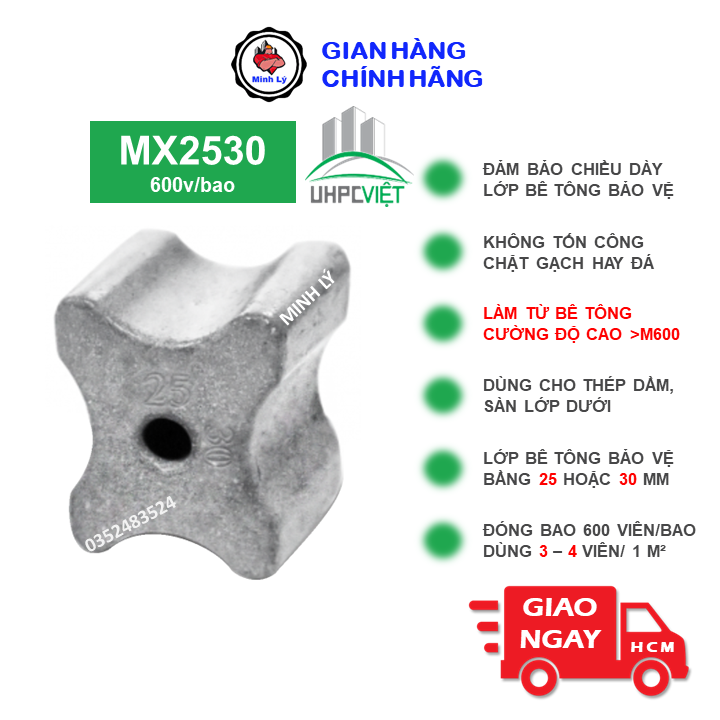 Viên Kê Bê Tông UHPC MX2530 (600v) Cường Độ Cao UHPC MX2530 (600 viên/bao)