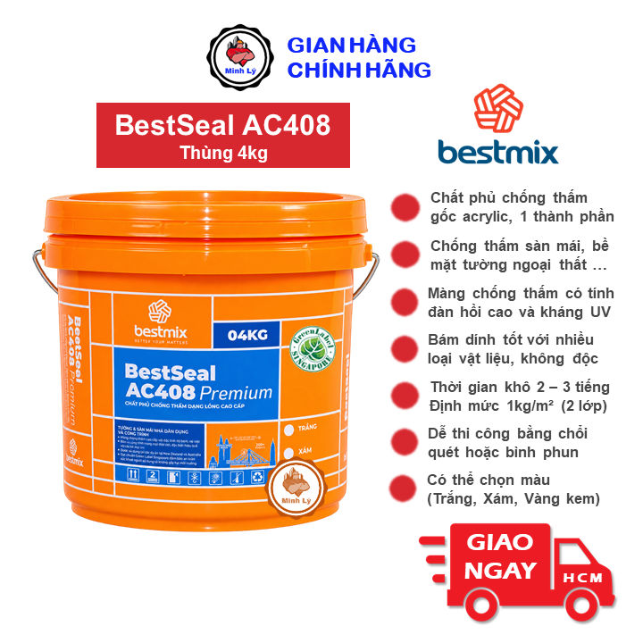 Thùng 4Kg Sơn Chống Thấm Tường BestSeal AC408 Nano Acrylic
