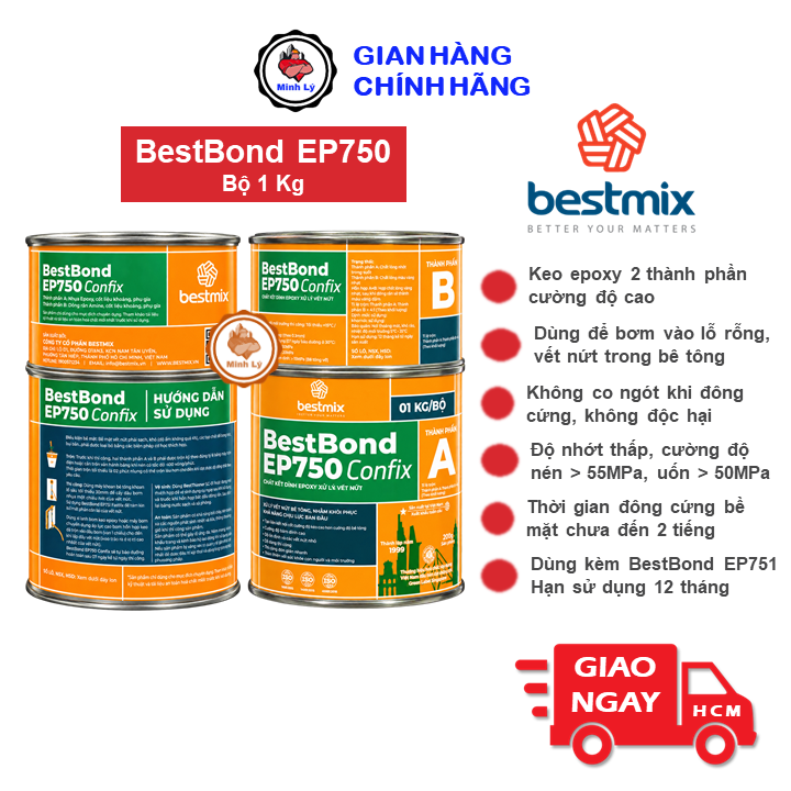 Bộ 1kg BESTBOND EP750 Chống Thấm Epoxy Cường Độ Cao
