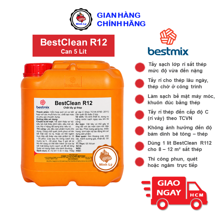 Can 5 Lít BESTCLEAN R12 Chất Tẩy Gỉ Sắt Thép