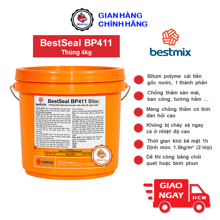 Thùng 4kg BESTSEAL BP411 Chống Thấm Gốc Bitum