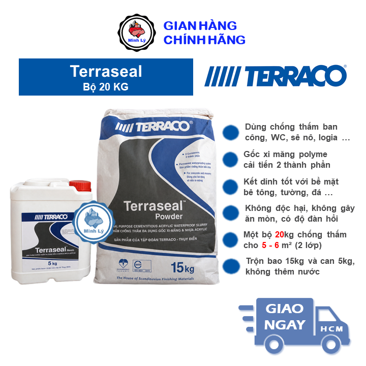 Bộ 20kg TERRASEAL Chống Thấm Xi Măng Polymer Terraco