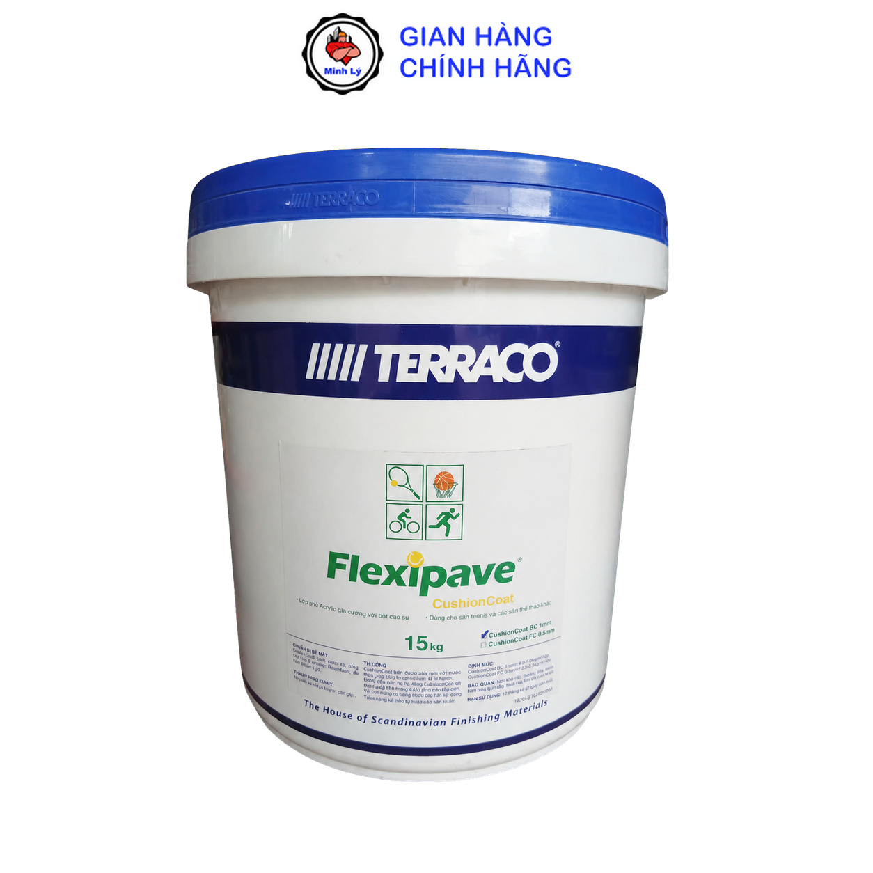 Lớp đệm cao su sân Tennis Terraco Flexipave Cushion Coating BC thùng 15kg
