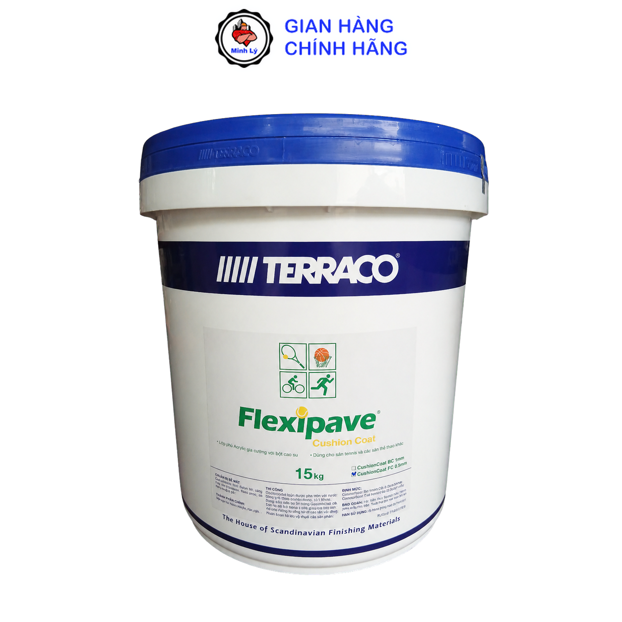 Lớp đệm cao su sân Tennis Terraco Flexipave Cushion Coating FC thùng 15kg