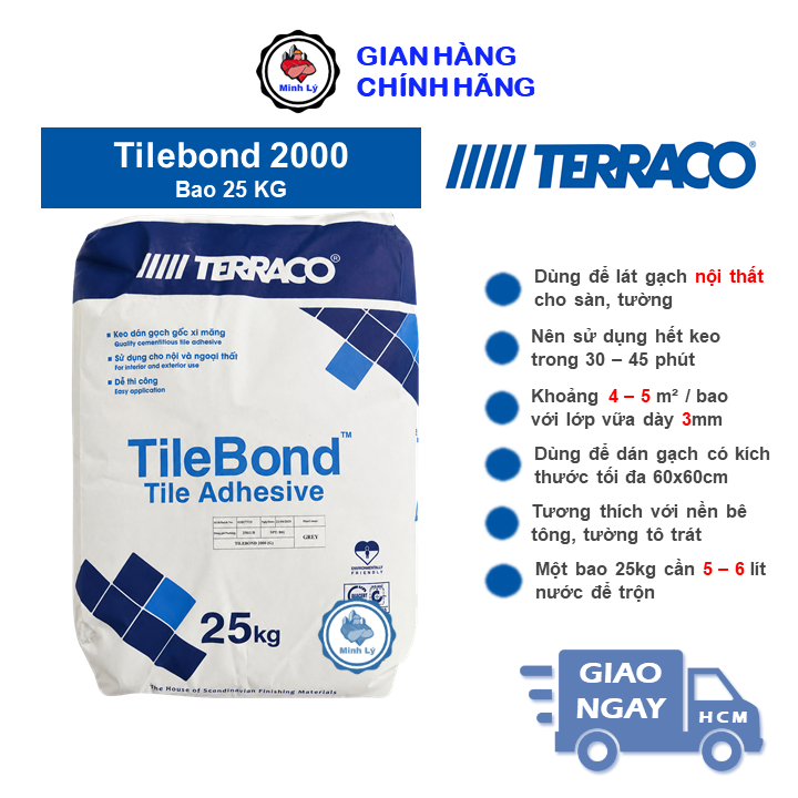 Keo Dán Gạch Terraco Tilebond 2000 Bao 25kg