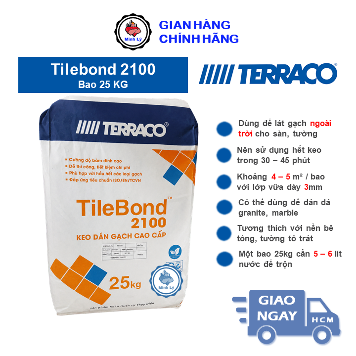 Bao 25kg Keo Dán Gạch TILEBOND 2100 Ngoại Thất Hãng Terraco