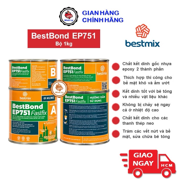 Bộ 1kg Keo Cấy Thép BESTBOND EP751 Epoxy
