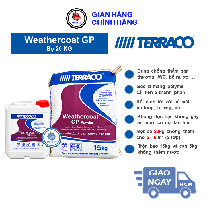 Bộ 20kg WEATHERCOAT GP Chống Thấm Bể Bơi Sân Thượng Gốc Xi Măng Terraco